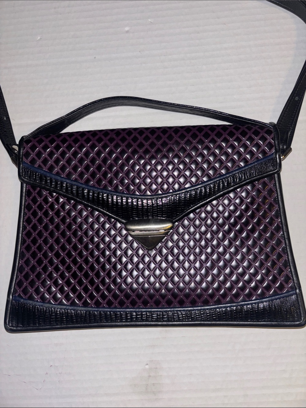 GREG ROCHE FROM ROCHE LEATHER COMPANY PURPLE DIAMOND LATTICE EMBOSSED LEATHER